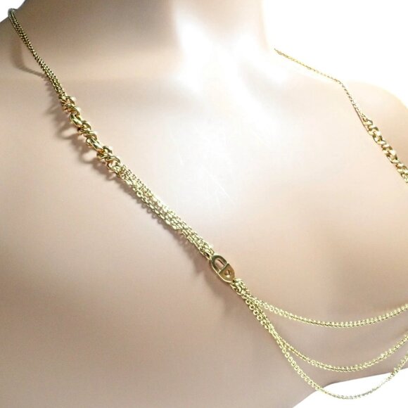Vintage! Christian Dior Solid 18k Gold CD Three Strand 28" Long Necklace Germany - Picture 9 of 14